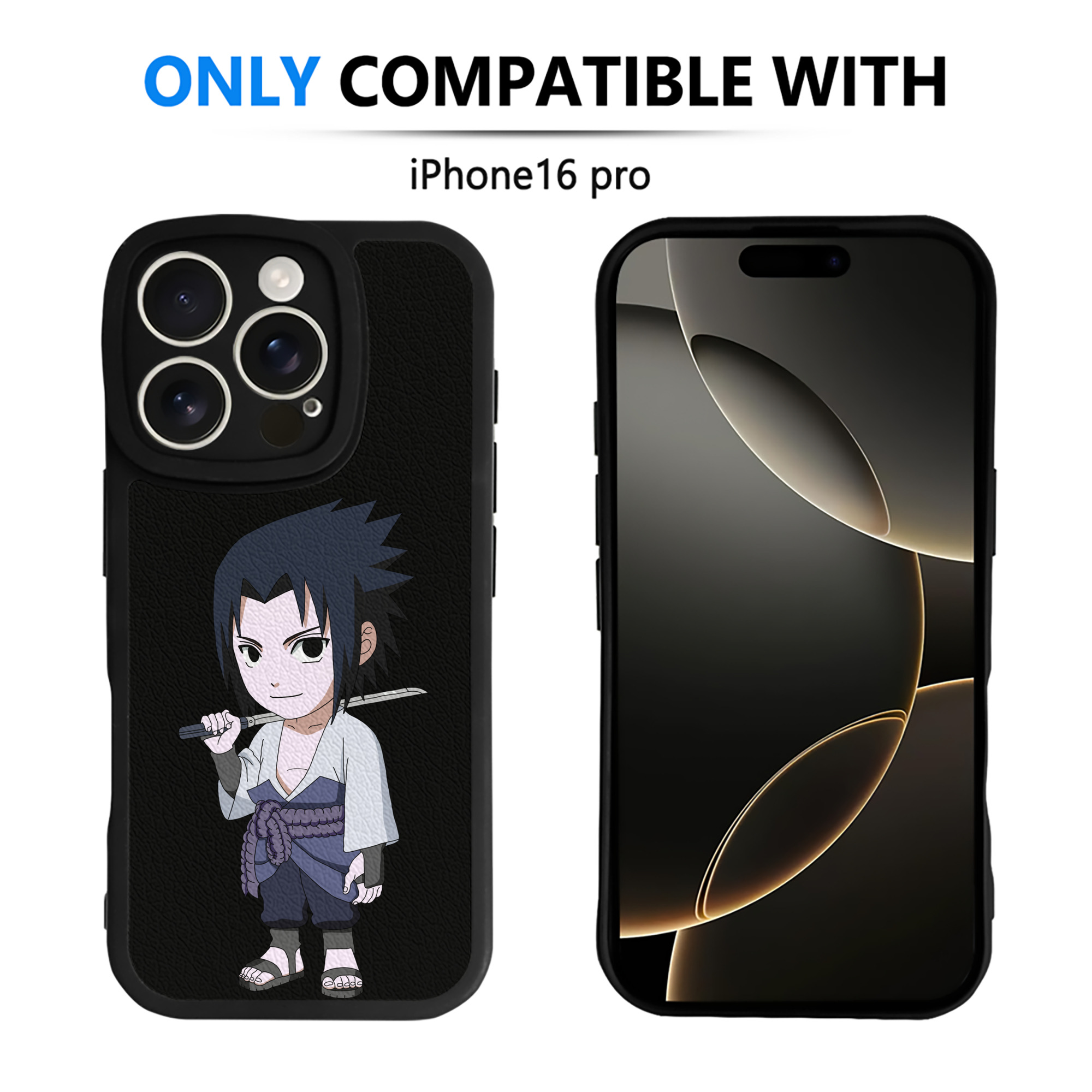 （画像用） NARUTO -ナルト- うちは サスケ Uchiha Sasuke 【iPhone 16シリーズ対応】シリコンスマホケース（レザー調） 材質：シリコン